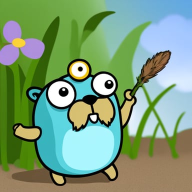 Go Blue Gopher investigating a bug.