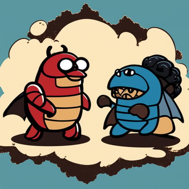 Angry Go Blue Gopher vs Ferris the Red Rust Crab, in a Kong vs Godzilla movie poster style.
