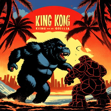 King Kong vs Godzilla movie poster with Go Blue Gopher as Kong and Ferris the Red Rust Crab as Godzilla