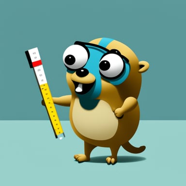 A confused-looking Go Blue Gopher holding a measure tape.