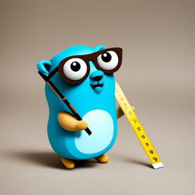 A confused-looking Go Blue Gopher holding a measure tape.