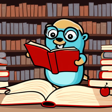 Go Blue Gopher reading a large book.