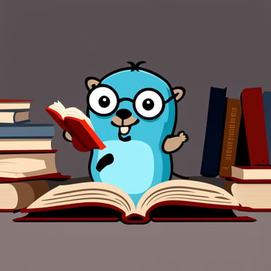Go Blue Gopher reading a large book.