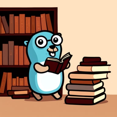 Go Blue Gopher reading a large book.