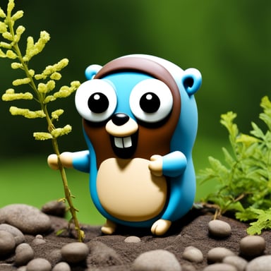 Go Blue Gopher holding a sprig of rowan tree.