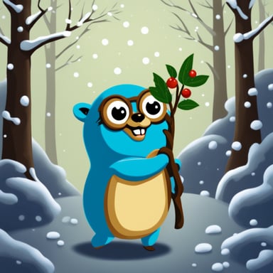 Go Blue Gopher holding a sprig of rowan tree.