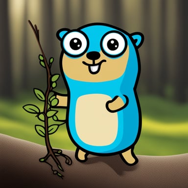 Go Blue Gopher holding a sprig of rowan tree.