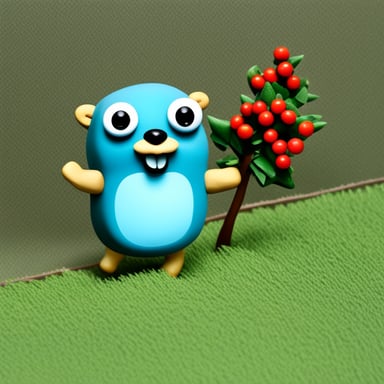 Go Blue Gopher holding a sprig of rowan tree.
