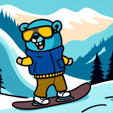 Snowboarding Go Blue Gopher