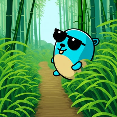 Go Blue Gopher in bamboo forest.