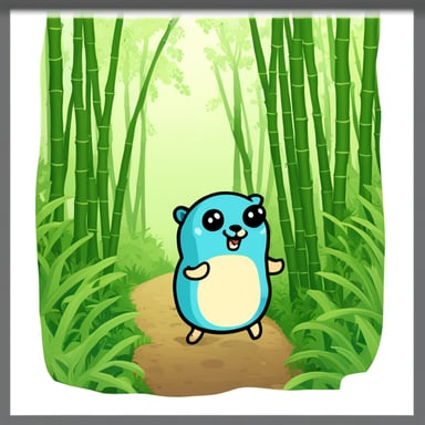 Go Blue Gopher in bamboo forest.