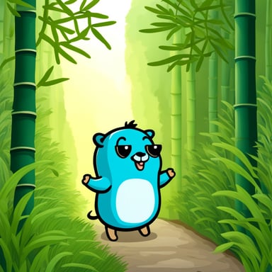 Go Blue Gopher in bamboo forest.