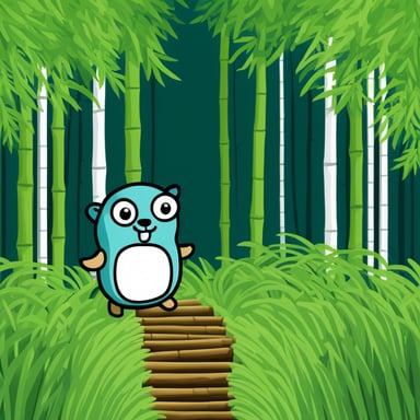 Go Blue Gopher in bamboo forest.