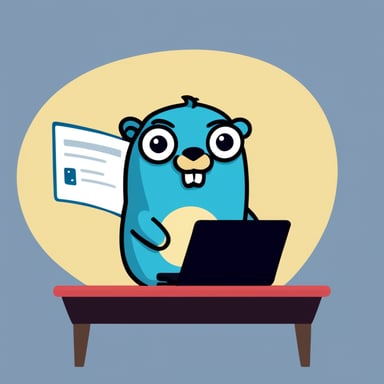 A nefarious Go Blue Gopher sending malicious spam emails on their laptop.