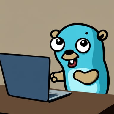 Go Blue Gopher as the very evil blue gopher sending malicious spam emails on their laptop.