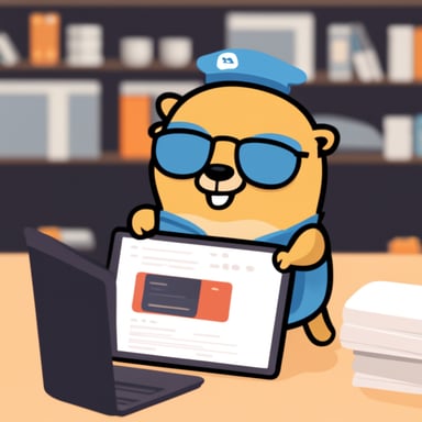 Go Blue Gopher approving a pull request at Github.