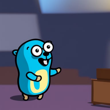 Go Blue Gopher on stage revealing a new product.