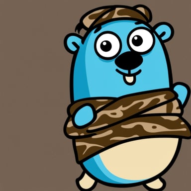 A Fred Flintstone style go blue gopher in appropriate clothing.