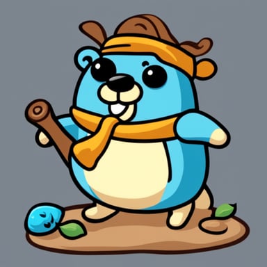 A Fred Flintstone style go blue gopher in appropriate clothing.