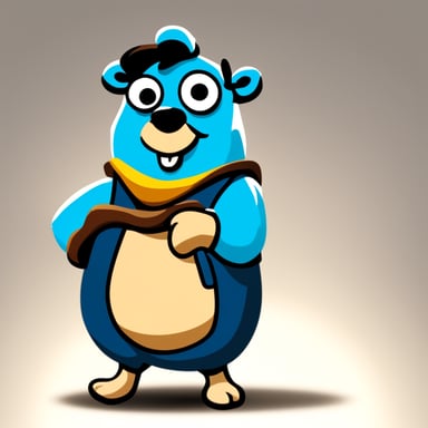 A Fred Flintstone style go blue gopher in appropriate clothing.