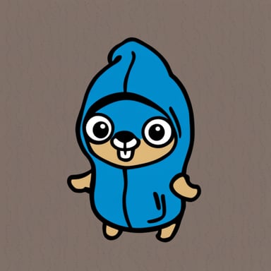 Go Blue Gopher is a smart-looking gopher with a blue hoodie coding.