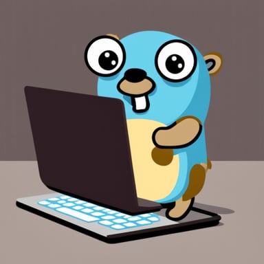 Go Blue Gopher with laptop