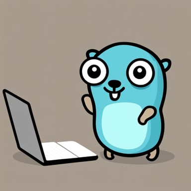Go Blue Gopher with laptop