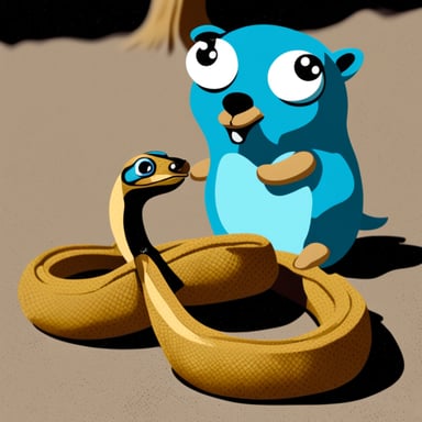 Go Blue Gopher petting a python.