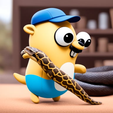 Go Blue Gopher petting a python.