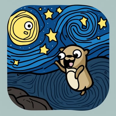 Go Blue Gopher in starry sky style combined with The Scream by Munch.
