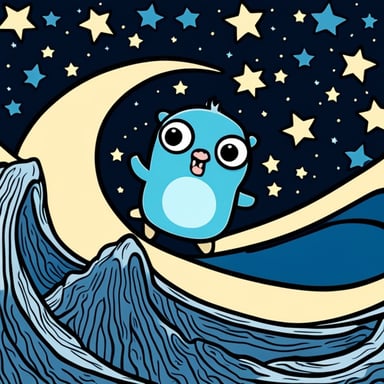 Go Blue Gopher in starry sky style combined with The Scream by Munch.
