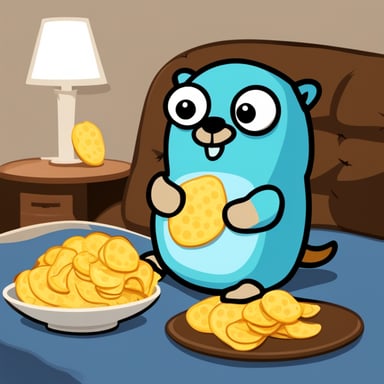 Go Blue Gopher sleeps on the sofa and eats chips.