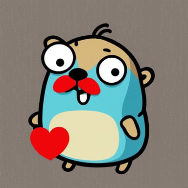 Go Blue Gopher with big red lips kissing.