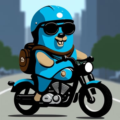 Go Blue Gopher as a biker.