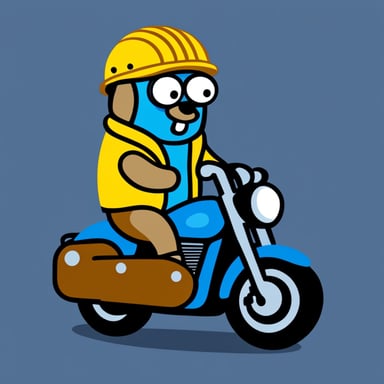Go Blue Gopher as a biker.