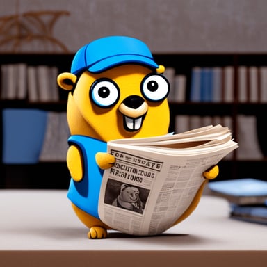 Go blue gopher reading the newspaper