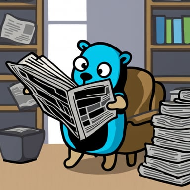 Go blue gopher reading the newspaper