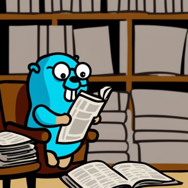 Go blue gopher reading the newspaper