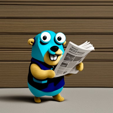 Go blue gopher reading the newspaper