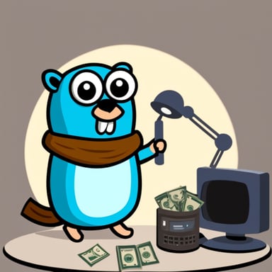 Go Blue Gopher is holding money at a TV studio without background.