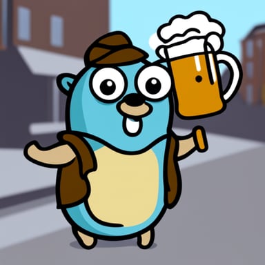 Go Blue Gopher holding a beer.