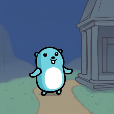 Go Blue Gopher as a lonely ghost.