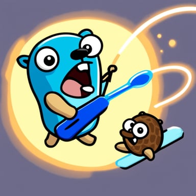 Go Blue Gopher smashing a python.