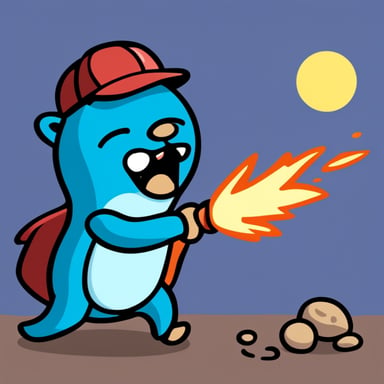 Go Blue Gopher smashing a python.