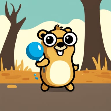 Happy Go Blue Gopher smashing Python programming language.