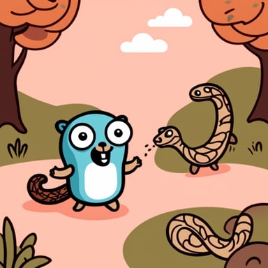 Go blue gopher fights a snake.