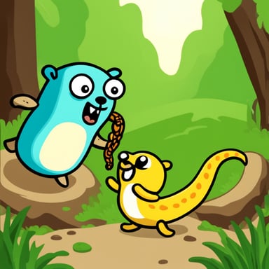 Go blue gopher fights a snake.