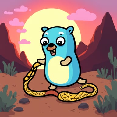 Go blue gopher fights a snake.