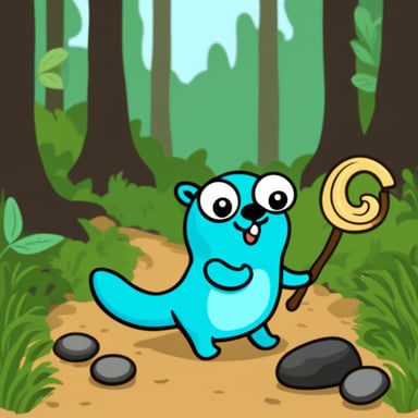 Go Blue Gopher taming a snake in the forest.