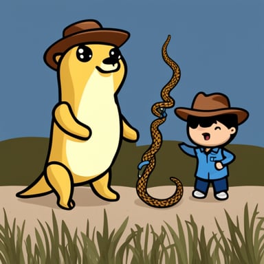 Go Blue Gopher as snake tamer.